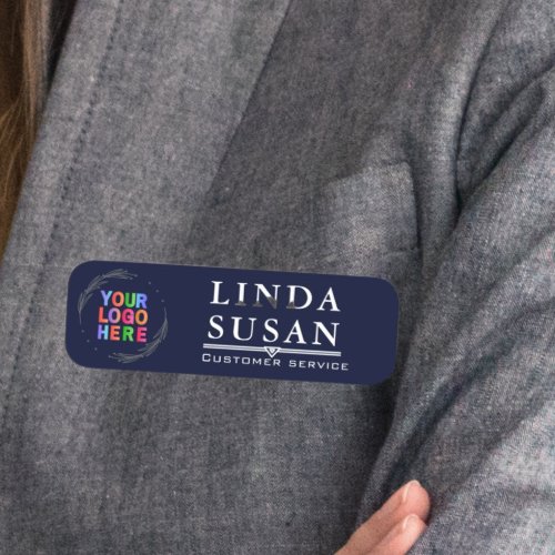 Custom Name Tags with Logo And text Blue 
