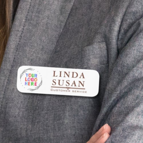 Custom Name Tags with Logo And text brown