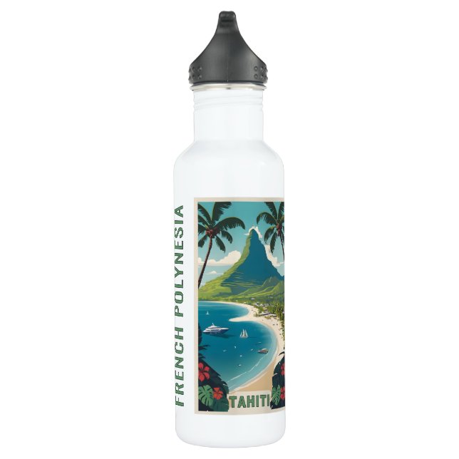 Custom Name Tahiti Stainless Steel Water Bottle (Right)