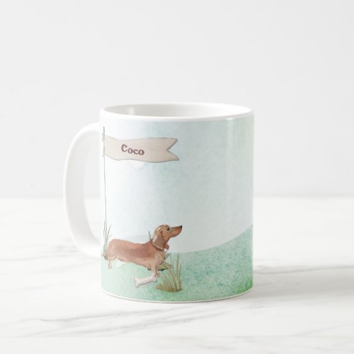 Custom Name Tan Dachshund Pet Dog Coffee Mug