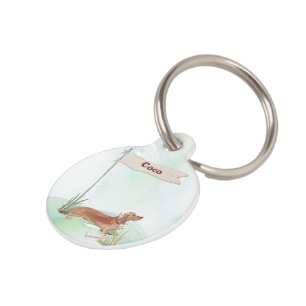 Custom Name Tan Dachshund Pet Dog ID Tag