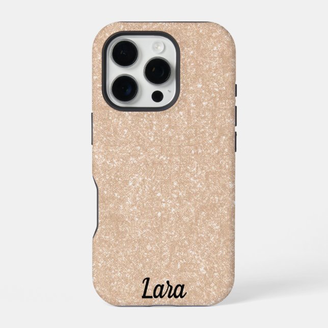 Custom name tan iPhone 16 Pro Case (Back)