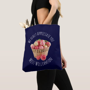 Custom Name TEACHER APPRECIATION Apples Tote Bag