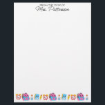 Custom Name Teacher Gift Letterhead Cute Kawaii<br><div class="desc">Personalized name letterhead stationery paper for a teacher with cute illustrations of Kawaii-style school supplies.</div>