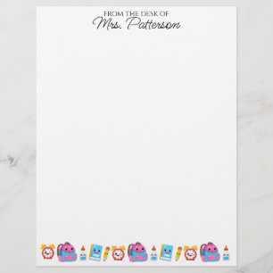 Custom Name Teacher Gift Letterhead Cute Kawaii