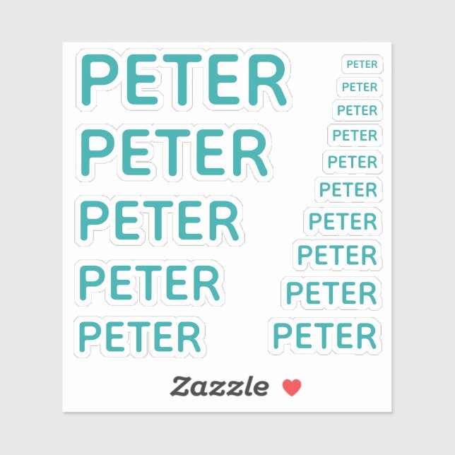 Custom Name Teal 15 Sizes Simple Sticker (Sheet)