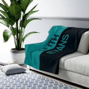 Custom Name Teal Cozy Blanket for Women and Kids