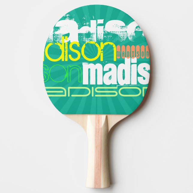 Custom Name Teal Green Ping-Pong Paddle (Front)