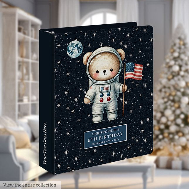 Custom Name Teddy Bear Astronaut Baby Shower Album 3 Ring Binder (Custom Name Teddy Bear Astronaut Baby Shower Album 3 ring binder)