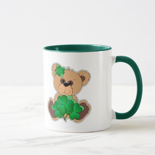 Custom Name Teddy Bear St Patricks Day Gift  Mug