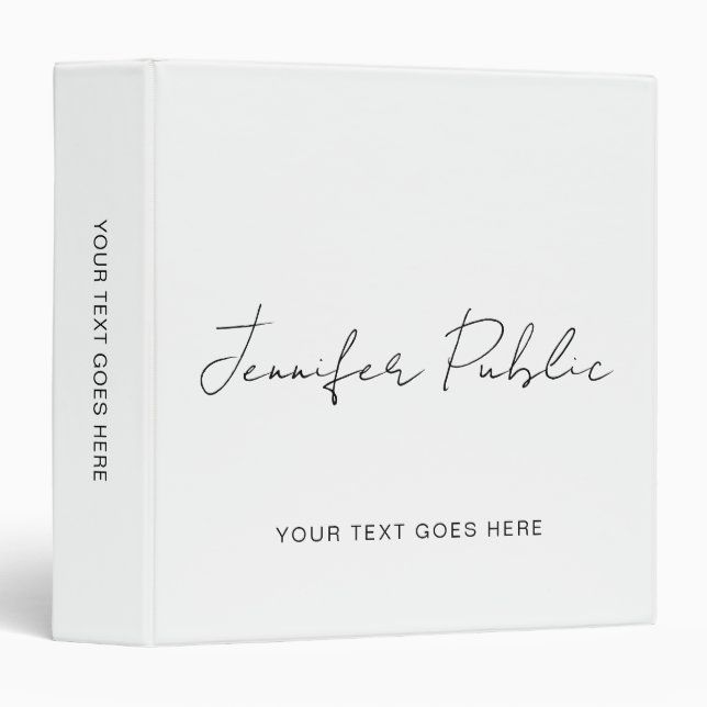 Custom Name Template Add Script Text Logo 3 Ring Binder (Front/Spine)