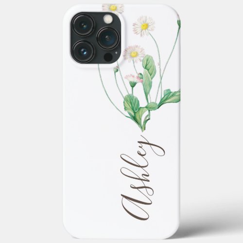 Custom name template birth month flower April dais iPhone 13 Pro Max Case