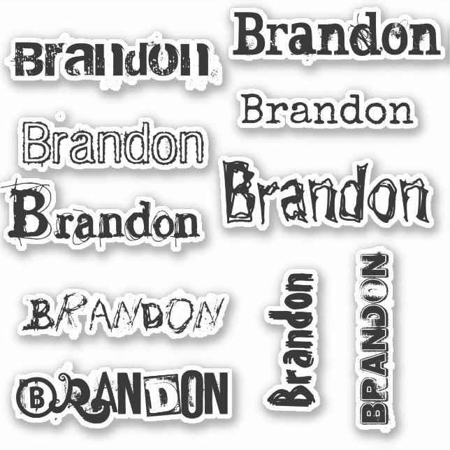 Custom Name Template Black Distressed Font Sticker (Front)