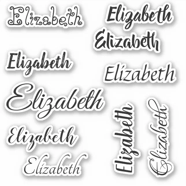 Custom Name Template Black Pretty Script Sticker | Zazzle