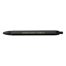 Custom Name Template Elegant Black And Gold Simple Pen