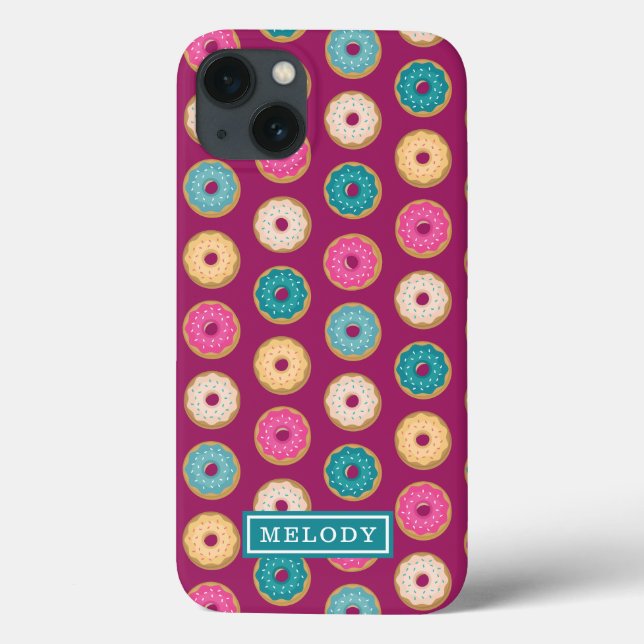 Custom Name Template Purple Doughnut Pattern Case-Mate iPhone Case (Back)