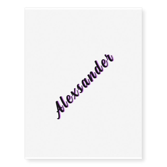 Custom Name Temporary Tattoos Template Your Color (Front)