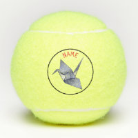 CUSTOM NAME Tennis Ball W/ ORIGAMI CRANE