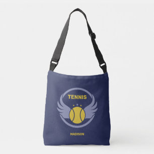 Custom Name Tennis Ball with Wings Crossbody Bag