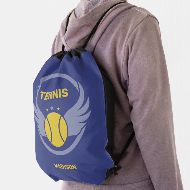 Custom Name Tennis Ball with Wings Drawstring Bag (Insitu)
