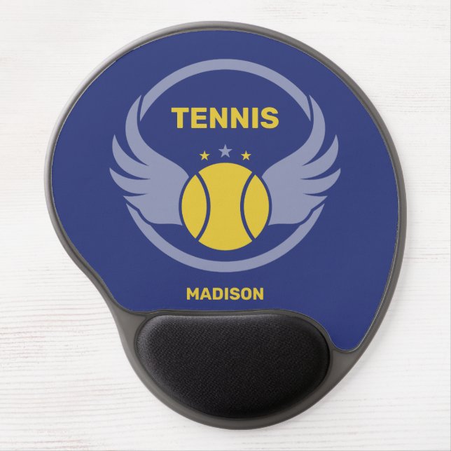 Custom Name Tennis Ball with Wings Gel Mouse Pad (Front)