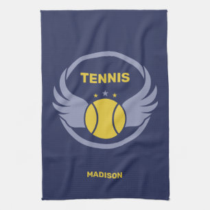 Custom Name Tennis Ball with Wings Kitchen Towel