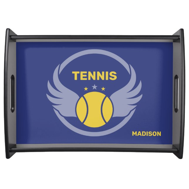 Custom Name Tennis Ball with Wings Serving Tray (Front)