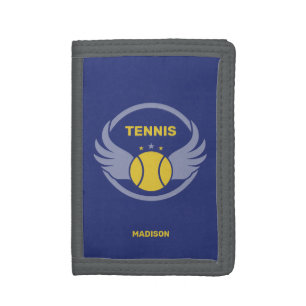 Custom Name Tennis Ball with Wings Trifold Wallet