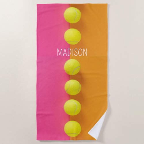 Custom Name Tennis Balls Beach Towel
