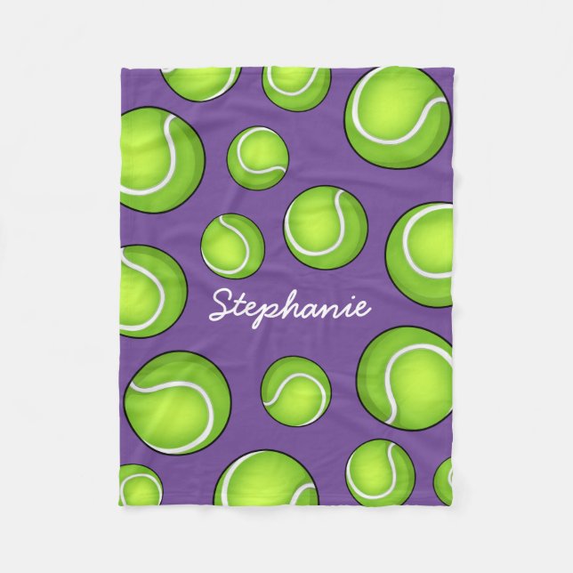 Custom Name Tennis Purple Fleece Blanket (Front)