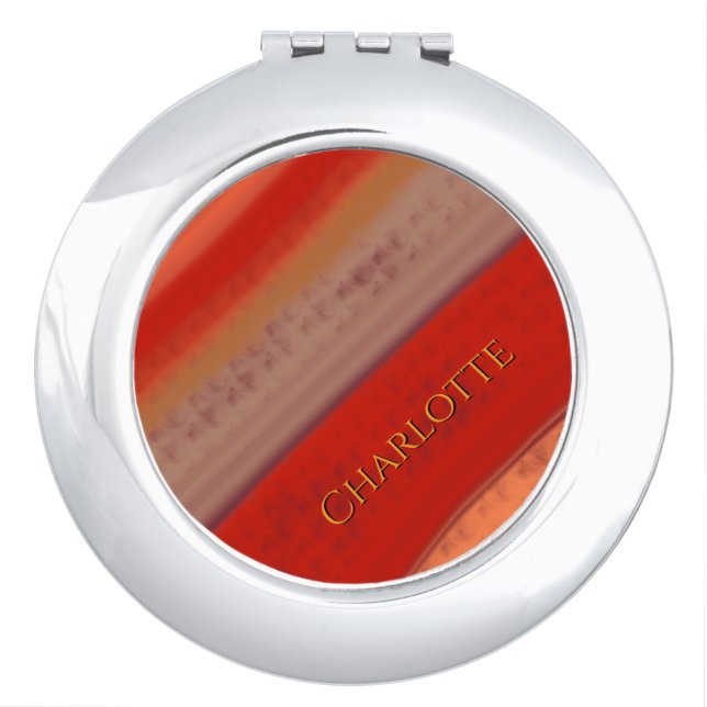 Custom Name Terracotta Peach  Compact Mirror (Front)