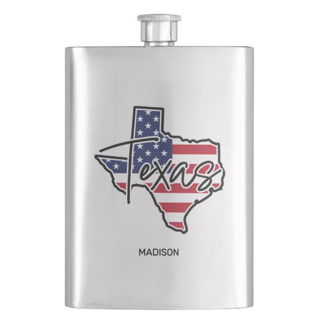 Custom Name Texas Flask (Front)