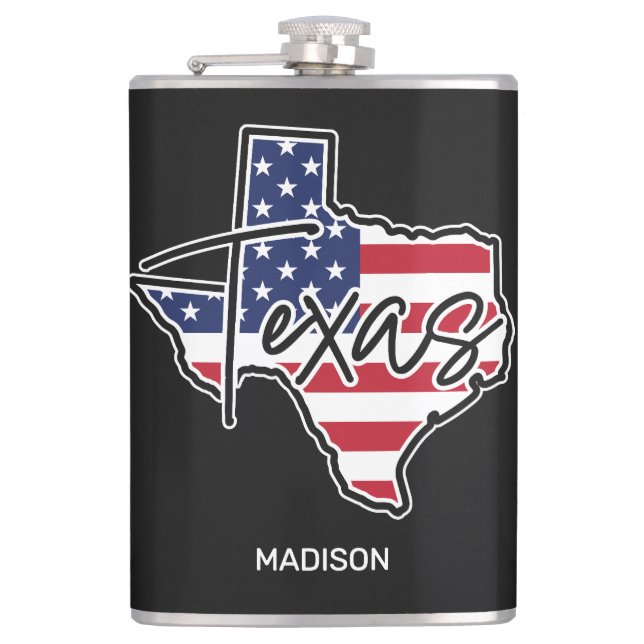 Custom Name Texas Flask (Front)