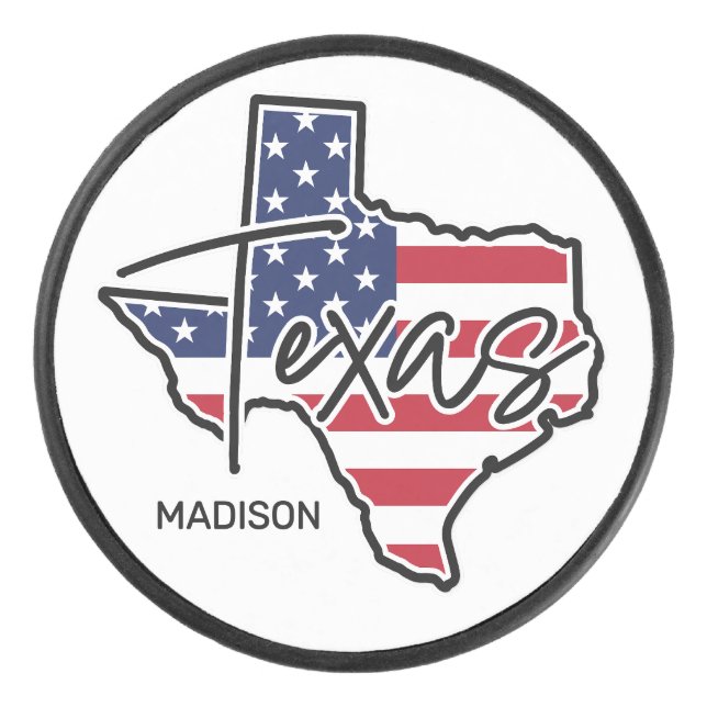 Custom Name Texas Hockey Puck (Front)