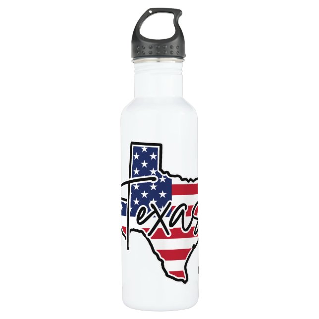 Custom Name Texas Stainless Steel Water Bottle (Front)