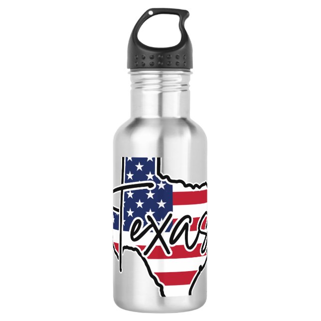 Custom Name Texas Stainless Steel Water Bottle (Front)