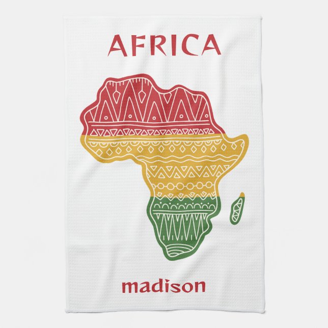 Custom Name & Text Africa Kitchen Towel (Vertical)