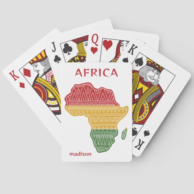 Custom Name & Text Africa Poker Cards (Back)