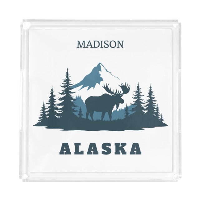 Custom Name & Text ALASKA Acrylic Tray (Front)