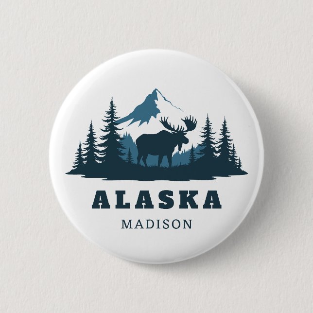 Custom Name & Text ALASKA Button (Front)