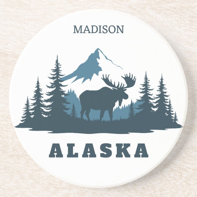 Custom Name & Text ALASKA Coaster (Front)