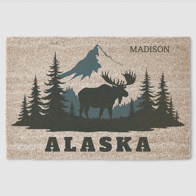 Custom Name & Text ALASKA Fiber Doormat (Front)