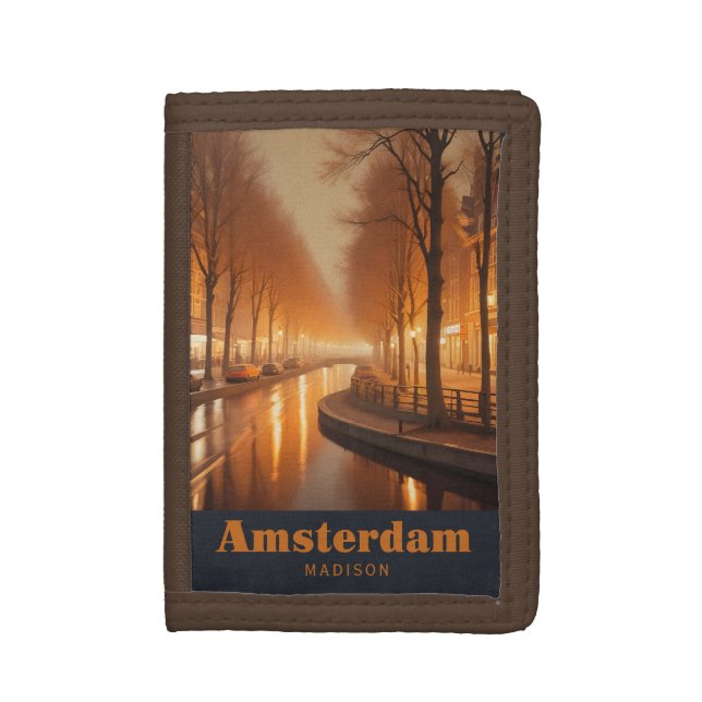 Custom Name / Text Amsterdam Trifold Wallet (Front Vertical)