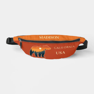 Custom name & text Bear Forest Fanny Pack