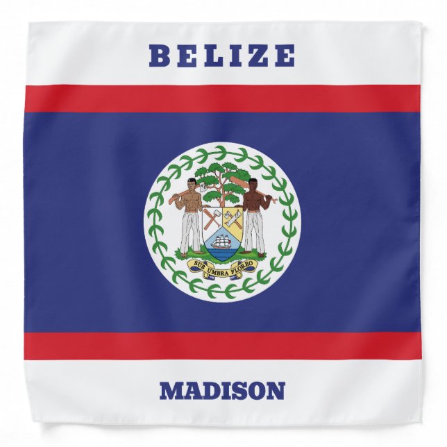Custom Name & Text Belize Flag Bandana (Front)