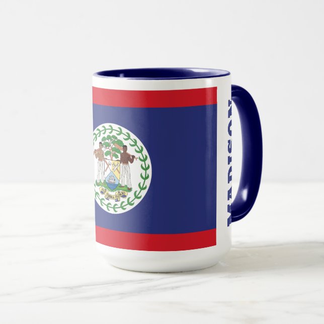 Custom Name & Text Belize Flag Mug (Front Right)