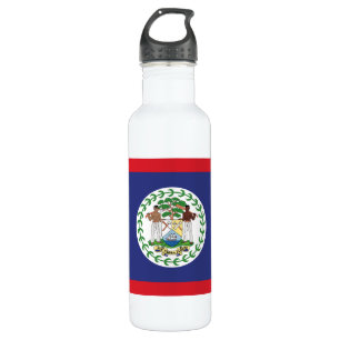 Custom Name & Text Belize Flag Stainless Steel Water Bottle