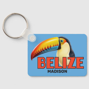 Custom Name & Text BELIZE Toucan Keychain