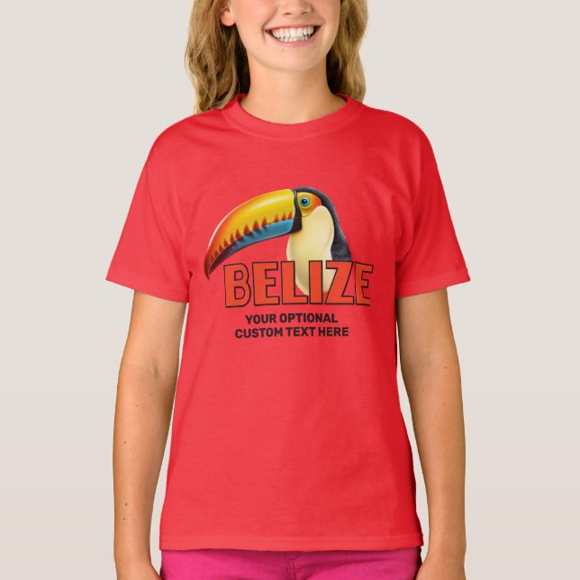 Custom Name & Text BELIZE Toucan T-Shirt (Front)