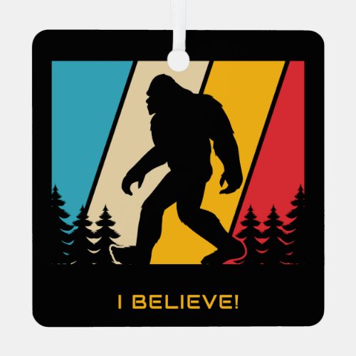 Custom Name  Text Bigfoot Metal Ornament